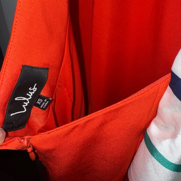 Lulus Joyful Red Orange Multi Striped Tie-Back Sleeveless Mini Dress XS Women’s - Picture 5 of 5